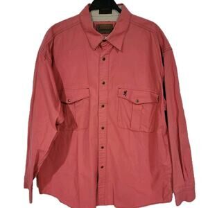 Vtg Browning Super Naturals Red Snap Mens XL Heavy Cotton Hunting Shirt Outdoors